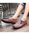 Men's brown leather slip on shoe loafer lace on side 03