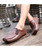 Men's brown leather slip on shoe loafer lace on side 04