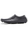 Men's grey leather slip on shoe loafer lace on side 11