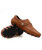 Men's brown velcro sewed leather slip on shoe loafer 17