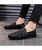 Men's black retro leather slip on penny loafer 03