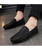 Men's black retro leather slip on penny loafer 11