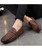 Men's brown retro leather slip on penny loafer 10