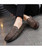 Men's khaki retro leather slip on penny loafer 09