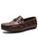 Men's brown metal buckle crocodile pattern leather slip on loafer 01