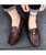 Men's brown metal buckle crocodile pattern leather slip on loafer 02