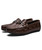 Men's brown metal buckle crocodile pattern leather slip on loafer 12