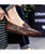 Men's brown metal buckle crocodile pattern leather slip on loafer 10