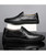 Men's black retro sewed leather slip on shoe loafer 11