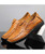 Men's brown retro sewed leather slip on shoe loafer 11