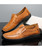 Men's brown retro sewed leather slip on shoe loafer 13