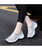 Women's grey hollow slip on double rocker bottom shoe sneaker 06