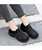 Women's black stripe texture slip on double rocker bottom sneaker 10