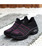 Women's black pink stripe texture slip on double rocker bottom sneaker 10