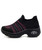 Women's black pink stripe texture slip on double rocker bottom sneaker 14