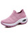 Women's pink stripe texture slip on double rocker bottom sneaker 01