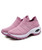 Women's pink stripe texture slip on double rocker bottom sneaker 13
