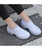 Women's white stripe texture slip on double rocker bottom sneaker 09