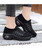 Women's black stripe slip on sock like double rocker bottom sneaker 05