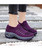 Women's purple stripe sock like slip on double rocker bottom sneaker 10