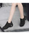 Women's black stripe block double rocker bottom shoe sneaker 09