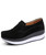 Women's black suede slip on rocker bottom shoe sneaker 01