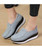 Women's grey suede slip on rocker bottom shoe sneaker 03