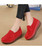 Women's red suede slip on rocker bottom shoe sneaker 03