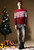 Men's red white stripe long sleeve sweater 12