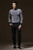 Men's blue white mix texture pattern long sleeve sweater 06