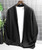 Men's black stripe long sleeve sweater cardigan with front pockets 01