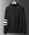 Men's black white stripe high neck long sleeve sweater 01