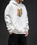 Men's white Tokyo cat pattern print hoodies with pouch pocket 03