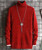 Men's red high neck pull over sweater in plain