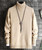 Men's khaki rope texture pull over sweater in plain