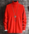 Men's red rhombus pattern high neck pull over sweater