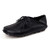 Black simple leisure casual leather lace up shoe 01