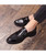 Men's black retro leather slip on dress shoes  03