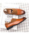 Brown retro sewed effect leather slip on dress shoe 07