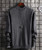 Men's dark grey round neck pull over sweater in plain