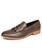 Men's brown tassel buckle leather slip on dress shoe 01
