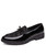 Black leather pattern slip on dress shoe with bow tie 01