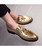 Golden patent sequins tassel on top leather slip on dress shoe 02