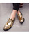 Golden patent sequins tassel on top leather slip on dress shoe 07