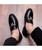 Men's black tassel buckle leather slip on dress shoe with stud 04