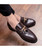 Men's red tassel buckle leather slip on dress shoe with stud 02