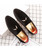 Men's black metal ornament on top leather slip on dress shoe 11