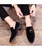 Men's black metal ornament on top leather slip on dress shoe 08