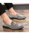 Silvery metal buckle slip on dress shoe 02