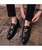 Black tassel croc pattern leather slip on dress shoe point toe 04